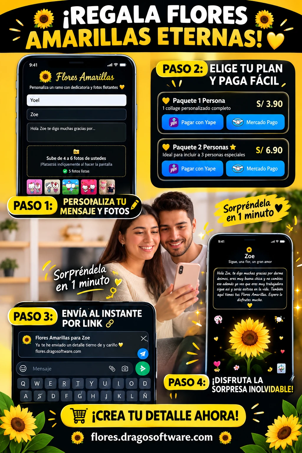 Ramo de Flores Amarillas Virtuales - Experiencia Interactiva